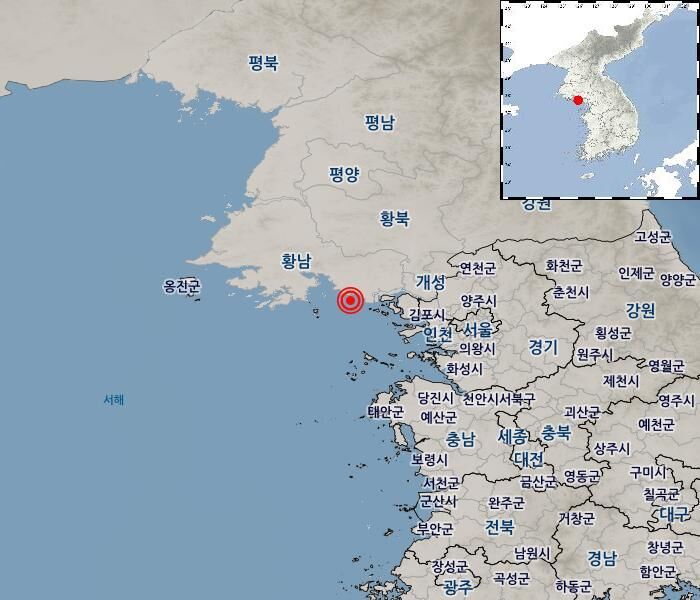 ▲▼南北韓邊境海域22日中午發生地震。（圖／大韓民國氣象廳）