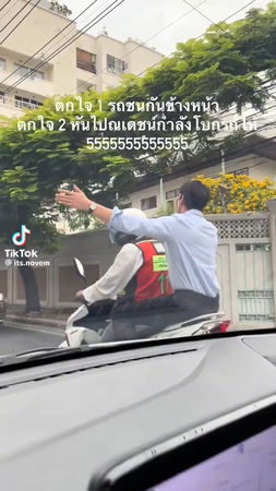 ▲泰國男神Nadech遇上車禍，熱心幫忙指揮交通。（圖／翻攝自X）