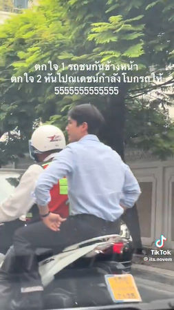 ▲泰國男神Nadech遇上車禍，熱心幫忙指揮交通。（圖／翻攝自X）