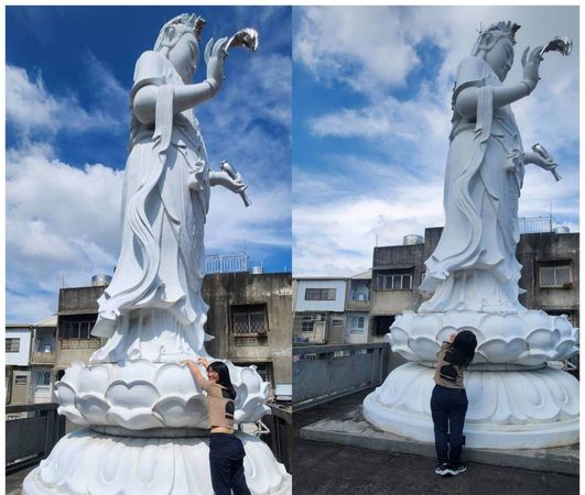 ▲彰化市開化寺首次開放考生登頂樓「抱佛腳」加持。（圖／彰化市公所提供）