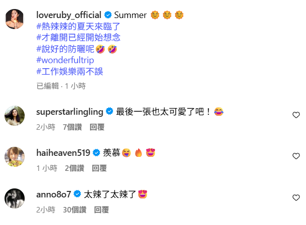 ▲▼林心如貼文底下的留言。（圖／翻攝自Instagram／loveruby_official）