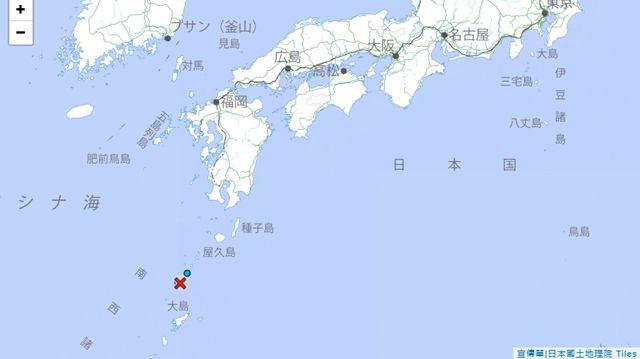 ▲▼日本時間24日下午4時54分（台灣時間下午3時54分），吐噶喇群島又發生規模4.3地震，震央深度20公里，鹿兒島縣十島村測得震度2。。（圖／翻攝日本氣象廳）