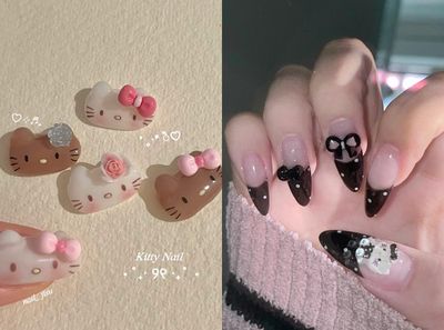 「小貓風」延燒到指尖！韓妞瘋做Hello Kitty美甲　4大人氣款式一次看