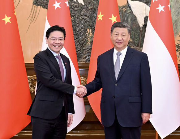 ▲▼ 2025年6月24日上午，大陸國家主席習近平在北京人民大會堂會見來華進行正式訪問的新加坡總理黃循財            。（圖／翻攝 新華社）