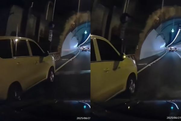 高公局工程車被指控在進入隧道之前鬼切。（圖／翻攝自Facebook／爆料公社）