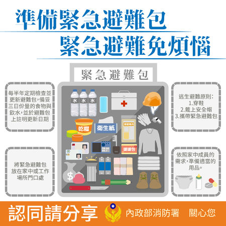 ▲▼         緊急避難包    。（圖／翻攝內政部）