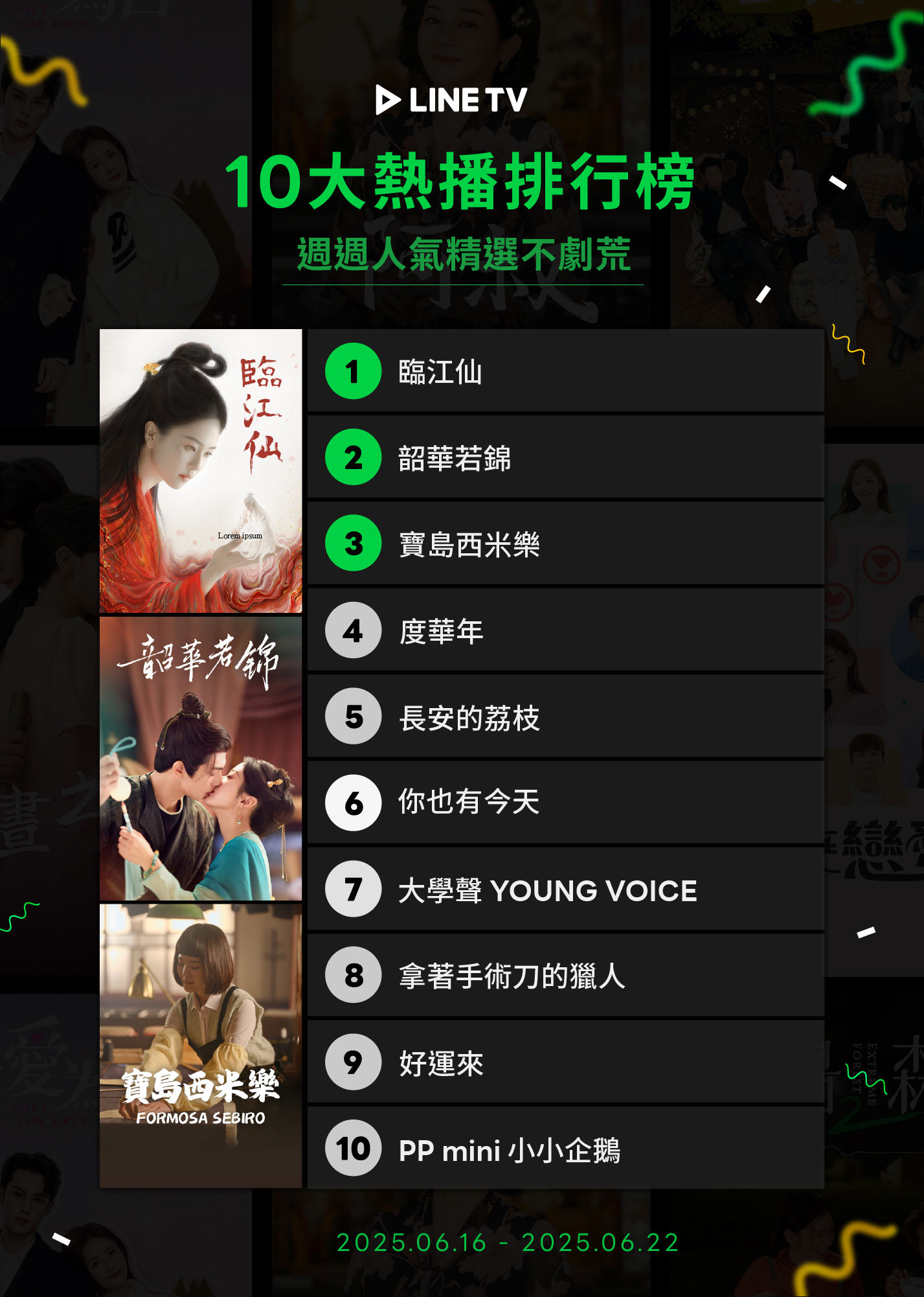 ▲▼LINE TV收視週榜（6/16-6/22）。（圖／LINE TV提供）。