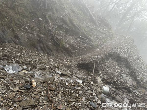 ▲能高越嶺道西段受天候影響步道坍方。（圖／林業保育署南投分署提供，下同）