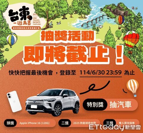 ▲台東一遊未盡抽獎活動即將截止。（圖／記者楊晨東翻攝）