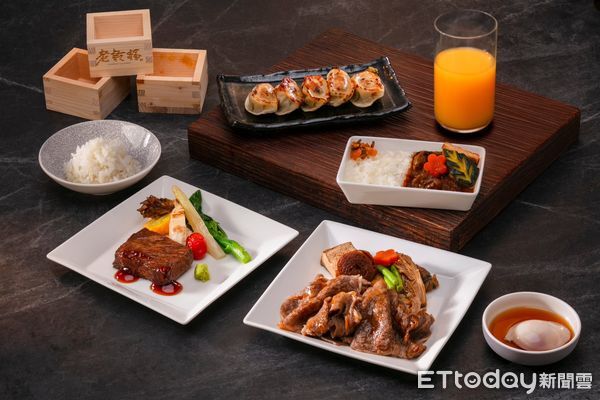 ▲▼長榮航空7月1日起推出「老乾杯日本A5和牛壽喜燒」、「老乾杯Bellota伊比利豬煎餃」機上餐。（圖／長榮航空）