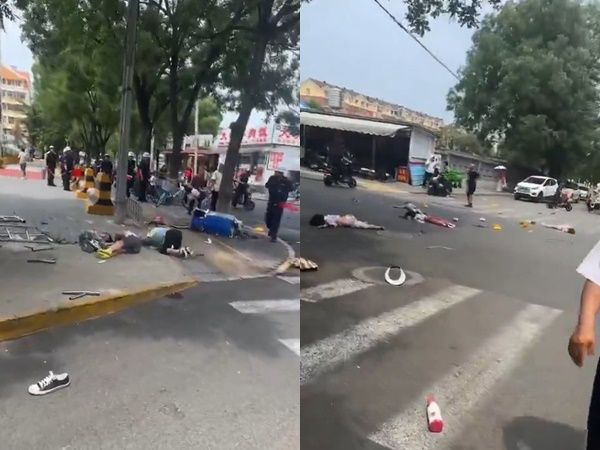 ▲▼北京小學路口爆嚴重車禍！多名幼童被撞飛　1女童淌血泊中。（圖／翻攝X）