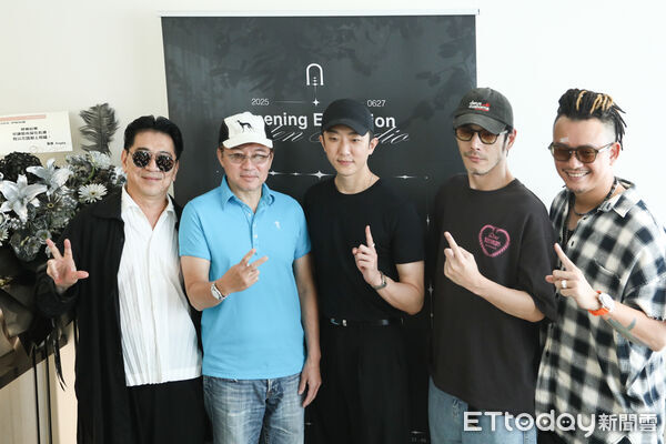 ▲角頭演員喜翔、高捷、孫鵬、黃騰浩、張懷秋、白吉勝出席「伊甸紋藝Eden Studio」開幕。（圖／記者林敬旻攝）