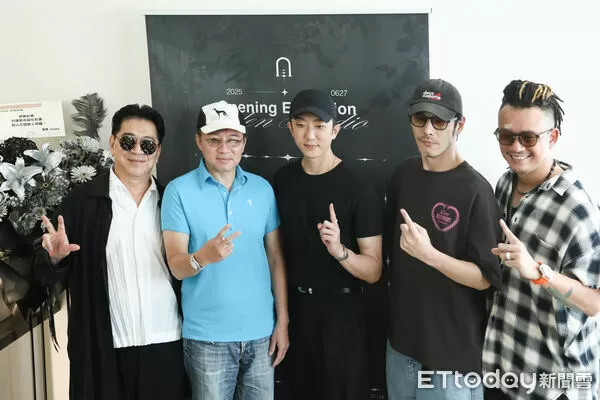 ▲角頭演員喜翔、高捷、孫鵬、黃騰浩、張懷秋、白吉勝出席「伊甸紋藝Eden Studio」開幕。（圖／記者林敬旻攝）