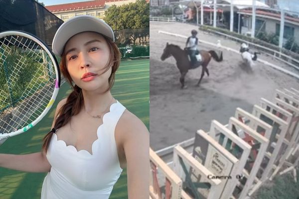 ▲賴薇如墜馬瞬間的畫面，所幸目前尚無大礙。（圖／翻攝自賴薇如Instagram）