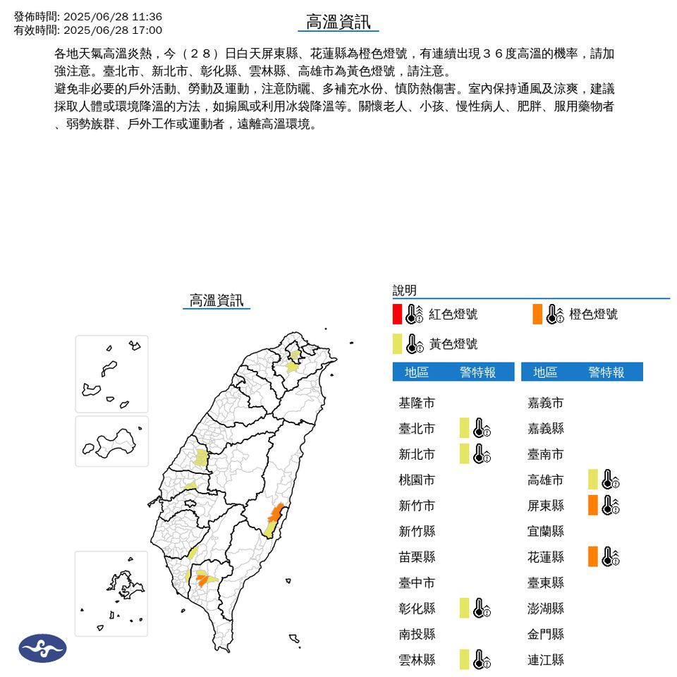 ▲高溫警示