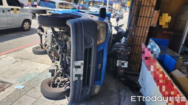 ▲郭男駕駛休旅車恍神，從後方追撞小貨車。（圖／記者陸運陞翻攝）