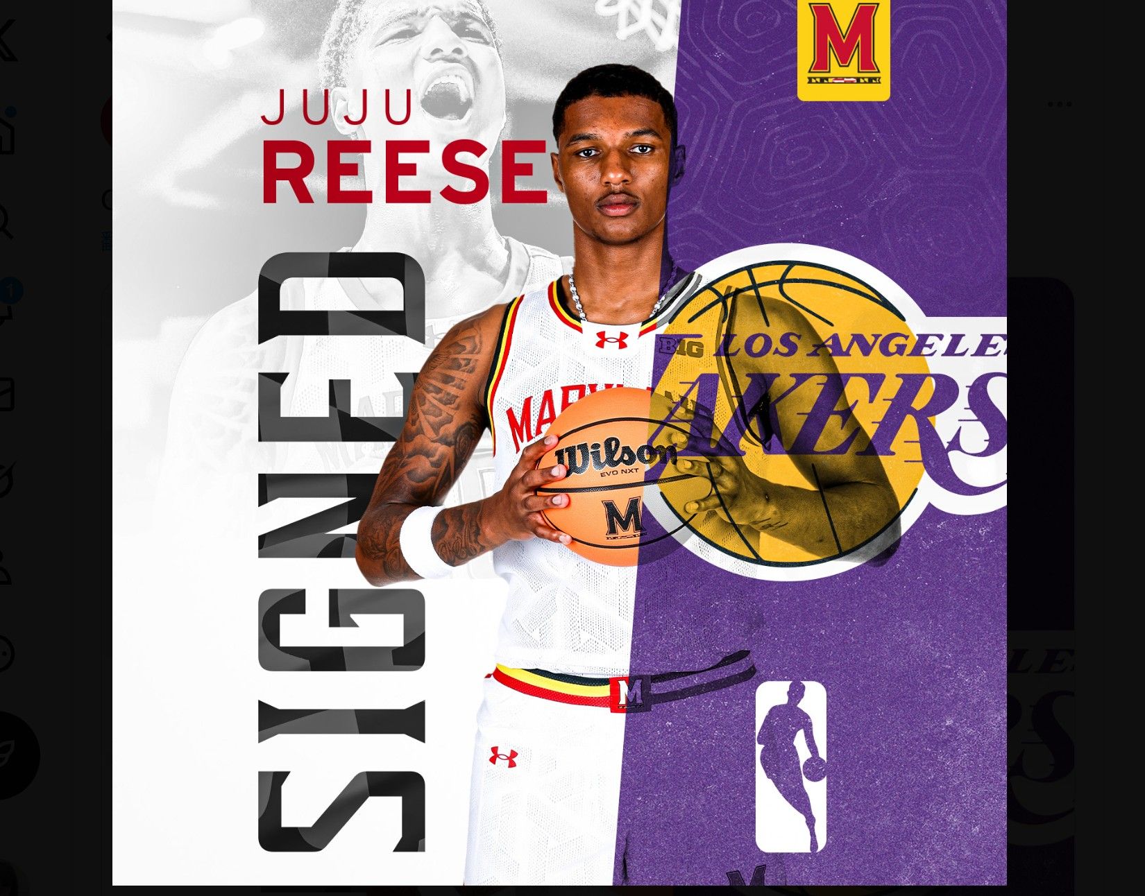 ▲▼湖人簽下WNBA當紅球星里絲的弟弟朱利安。（圖／翻攝自X／Maryland Men&rsquo;s Basketball）