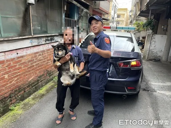 ▲中興分局警民聯手助迷路的毛孩「饅頭」平安返家。（圖／記者高堂堯翻攝，下同）