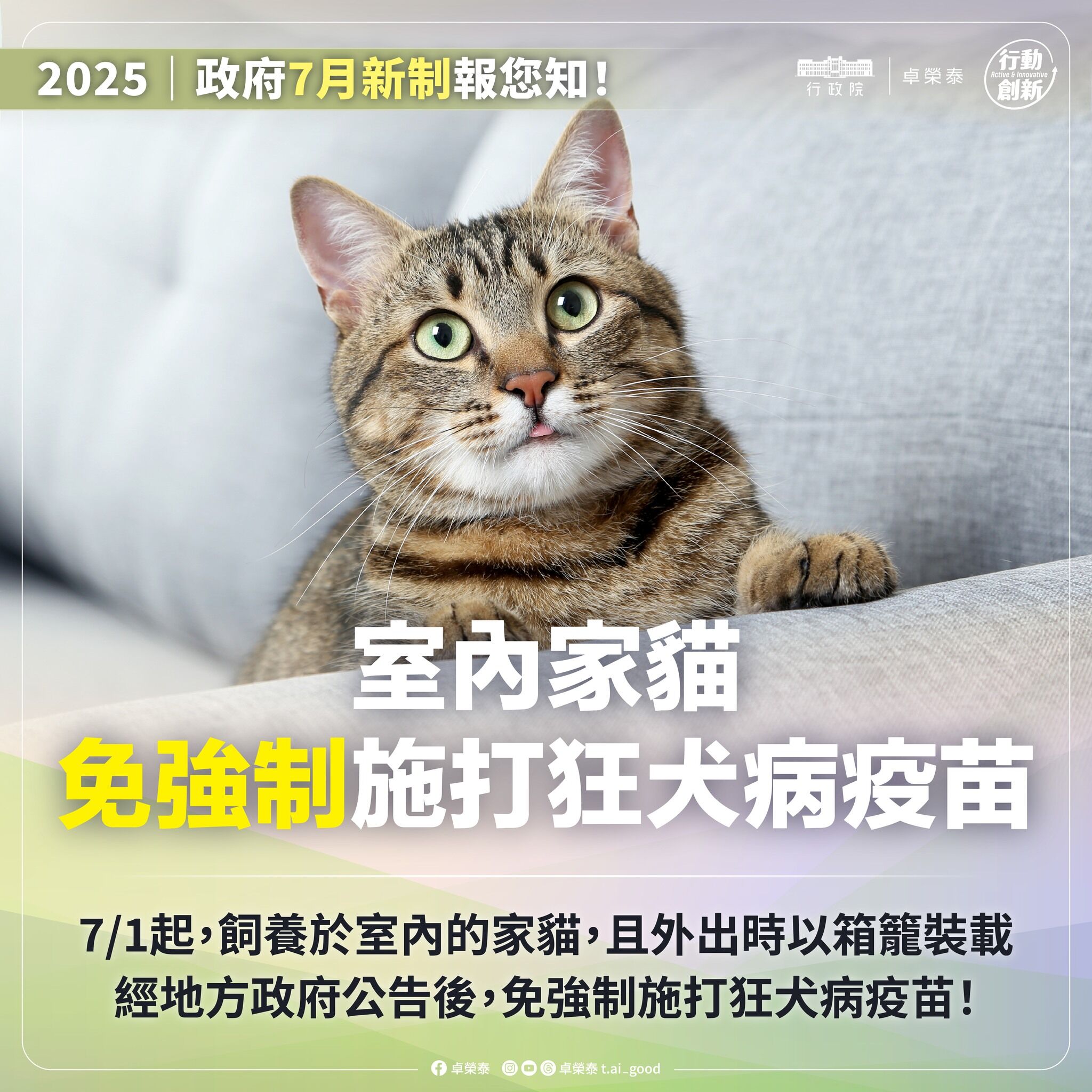 ▲▼政府7月上路9項新制圖卡。（圖／翻攝自Facebook／卓榮泰）