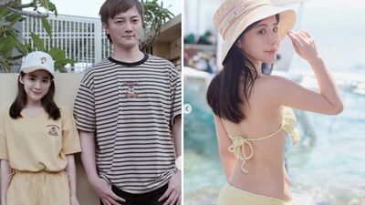 阿沁辣妻出國脫了！比基尼「包不住超兇上圍」事業線全看光