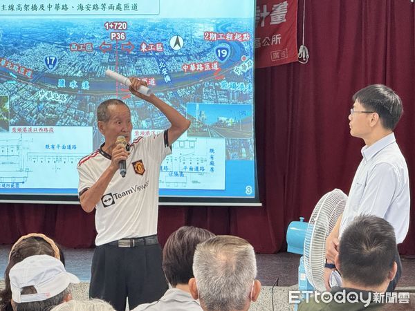▲北區成功里活動中心今召開北外環第4期公聽會，吸引居民表達反對意見。（圖／記者林東良攝，下同）