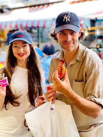 ▲《關於愛》挪威影后安德莉雅布萊恩霍維格（Andrea Br&aelig;in Hovig）、潛力男神塔優西塔戴拉雅各布森（Tayo Cittadella Jacobsen）來台體驗淡水渡輪。（圖／海鵬提供）