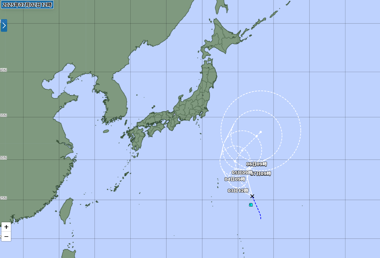▲▼3號颱風木恩最快「24小時內」生成　日氣象廳預估路徑曝。（圖／翻攝自日本氣象廳）
