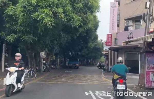 ▲雲科大旁龍潭路，芒果樹垂掛枝頭，遠看療癒，近看殺傷力十足。（圖／記者游瓊華翻攝）