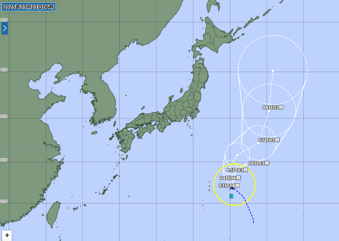 ▲▼第3號颱風木恩預估路徑圖。（圖／翻攝自日本氣象廳）