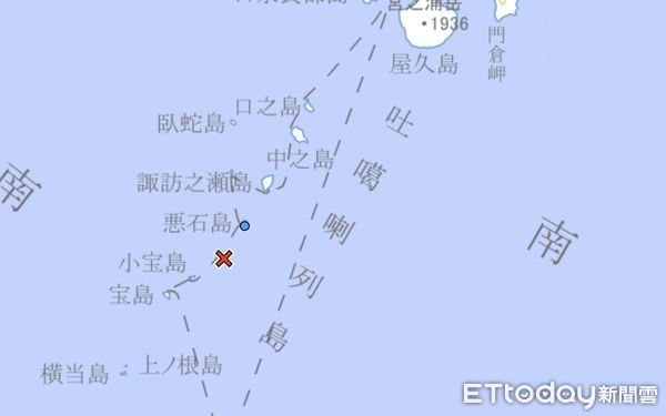▲▼鹿兒島外海吐噶喇群島近2周已發生多起地震。（圖／翻攝日本氣象廳）