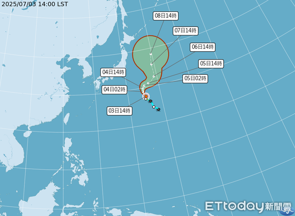 ▲▼日本附近海面的木恩颱風預計還會維持5天颱風狀態。（圖／氣象署）