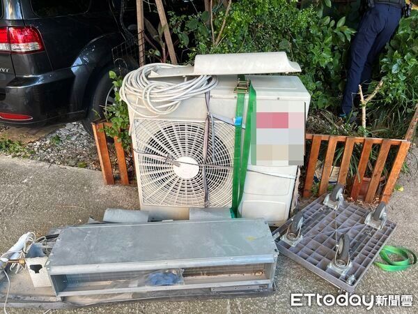 ▲林口呂姓男子隨冷氣室外機墜樓，經搶救宣告不治 。（圖／記者陳以昇翻攝）