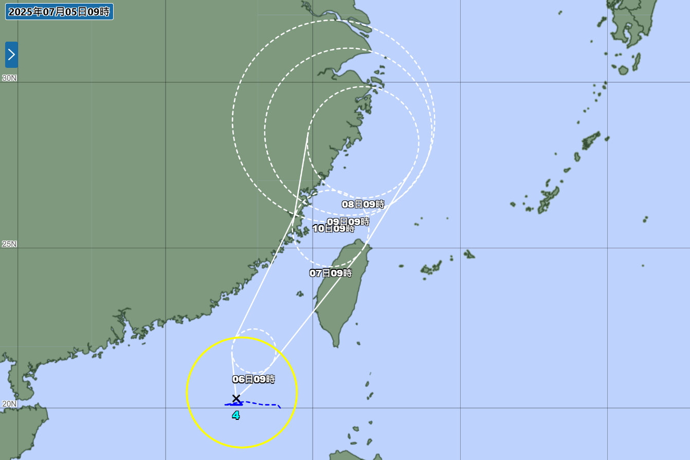 ▲▼ 丹娜絲颱風日本氣象廳預測路徑。（圖／翻攝自日本氣象廳）