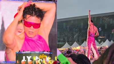 朴軫永「粉紅透視裝」濕身開唱！　77.6kg完美體態炸裂