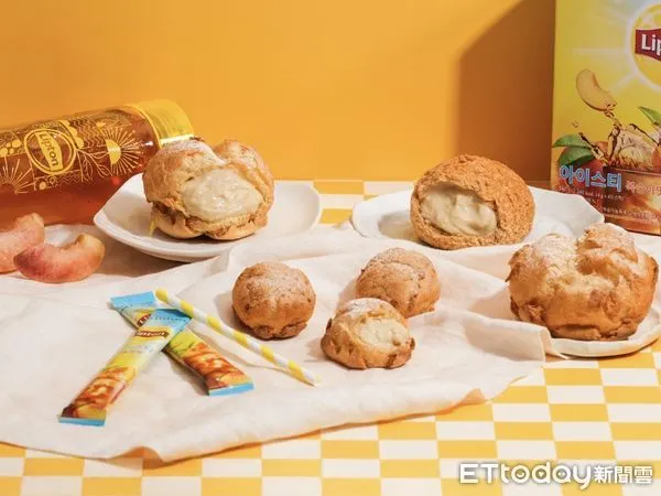 ▲▼beard papa’s x 立頓聯手推出「立頓水蜜桃冰茶泡芙」，還有抹茶歐蕾泡芙、珍珠糖耶克。（圖／beard papa’s提供）
