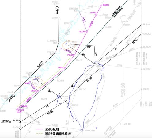 ▲▼M503航線示意圖。（圖／民航局）