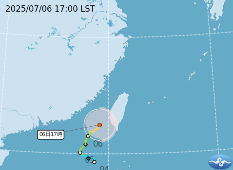 ▲丹娜絲中心將沿台灣西半部海岸線北上，不排除深夜登陸。（圖／氣象署）