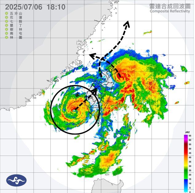 ▲台灣東北角出現渦旋發展現象。（圖／翻攝自Facebook／天氣職人-吳聖宇）