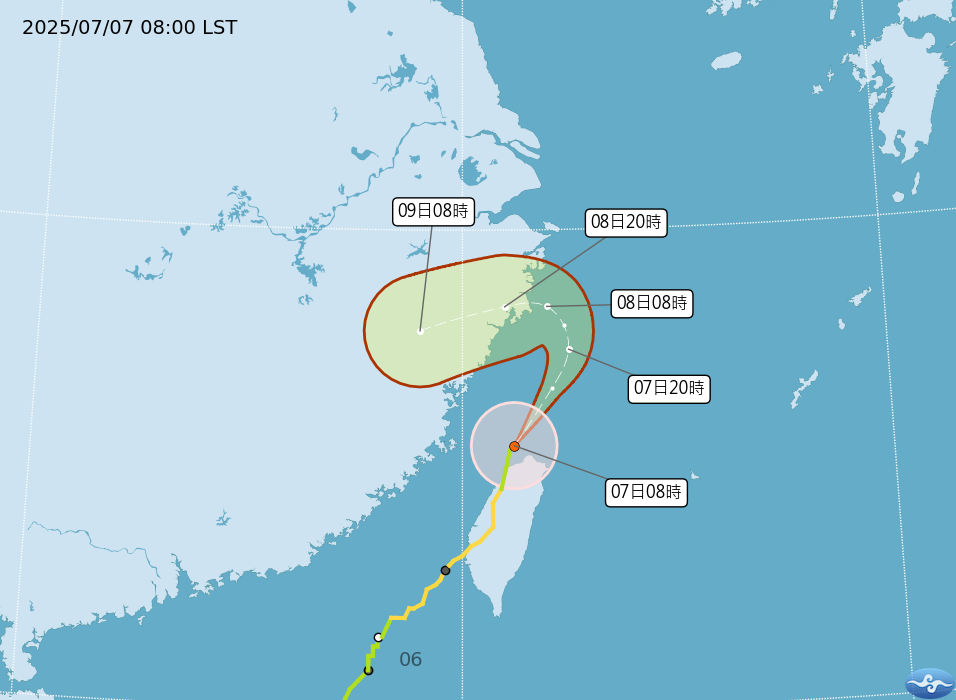 ▲▼丹娜絲路徑潛勢預報。（圖／氣象署）