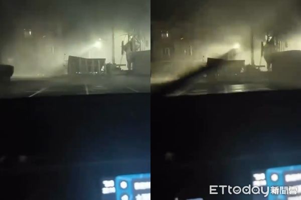 ▲▼台南大潤發招牌被吹斷。（圖／民眾提供）