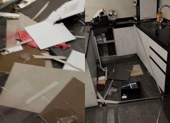 ▲鳳梨家被吹破。（圖／翻攝自鳳梨IG）