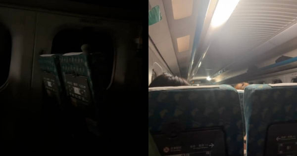 受到颱風影響，高鐵昨晚一度停電、停駛。（圖／Threads／@sam93139313）