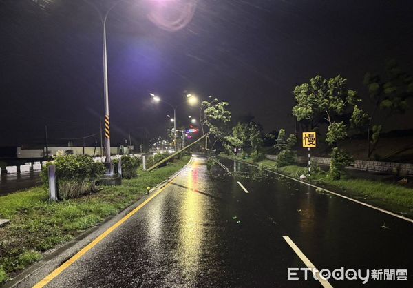 ▲屏東警分局員警排除傾倒路樹。（圖／記者陳崑福翻攝）