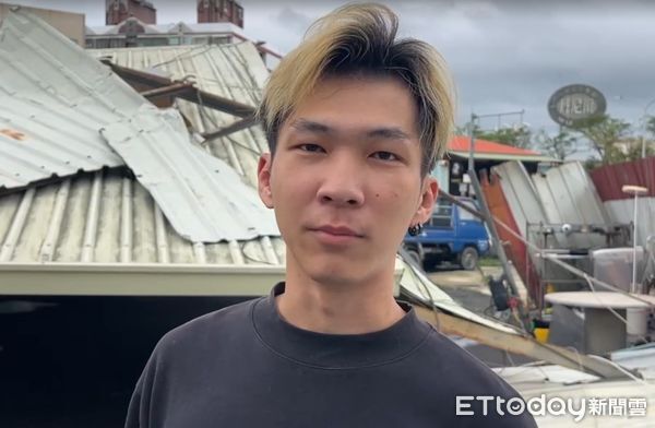 ▲台南新營1家7月2日開幕的鍍膜店被強風吹塌，蔡先生表示，颱風風大雨大，沒想到會變成這樣，一看只覺得「心痛」。（圖／記者林東良翻攝，下同）
