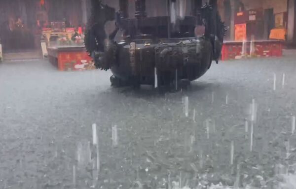 ▲鹿港天后宮淹大水。（圖／民眾提供）