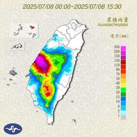 彰化今累計雨量紫爆！（氣象署提供）