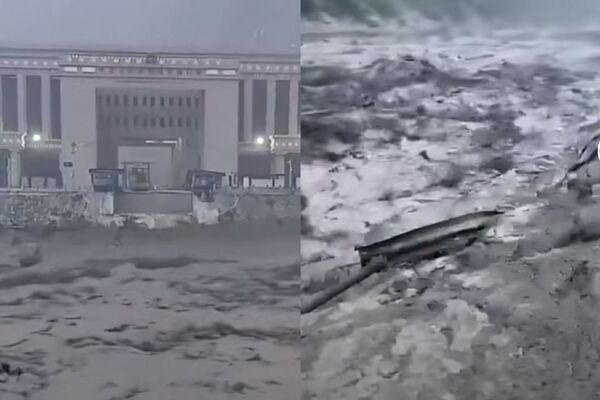 ▲▼  西藏中尼邊境吉隆口岸爆發土石流，中尼友誼橋被沖垮           。（圖／翻攝 抖音）