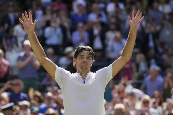 ▲美國名將弗里茲（Taylor Fritz）晉級溫網4強。（圖／達志影像／美聯社）