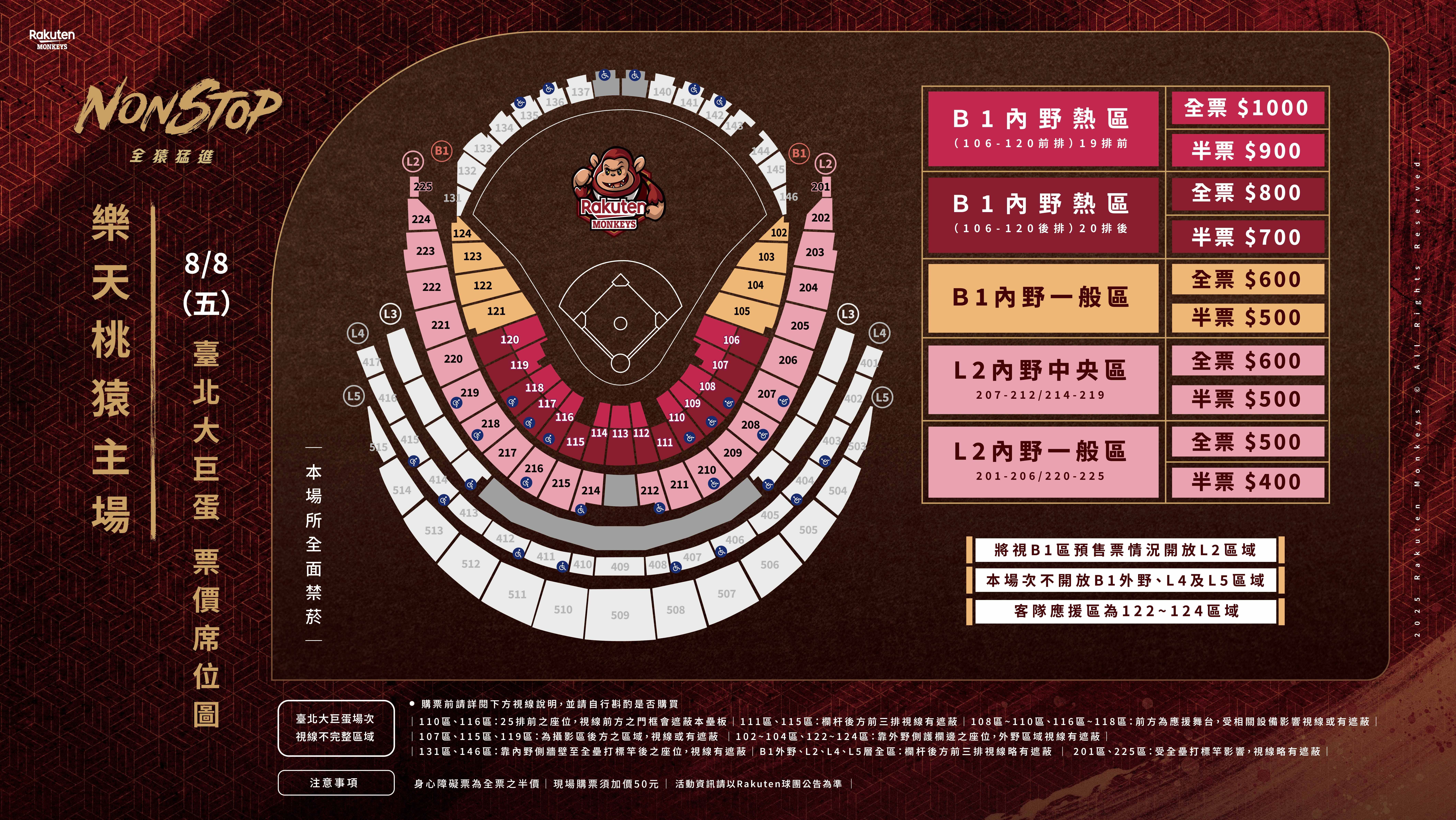 ▲樂天桃猿大巨蛋主場資訊。（圖／樂天桃猿提供）
