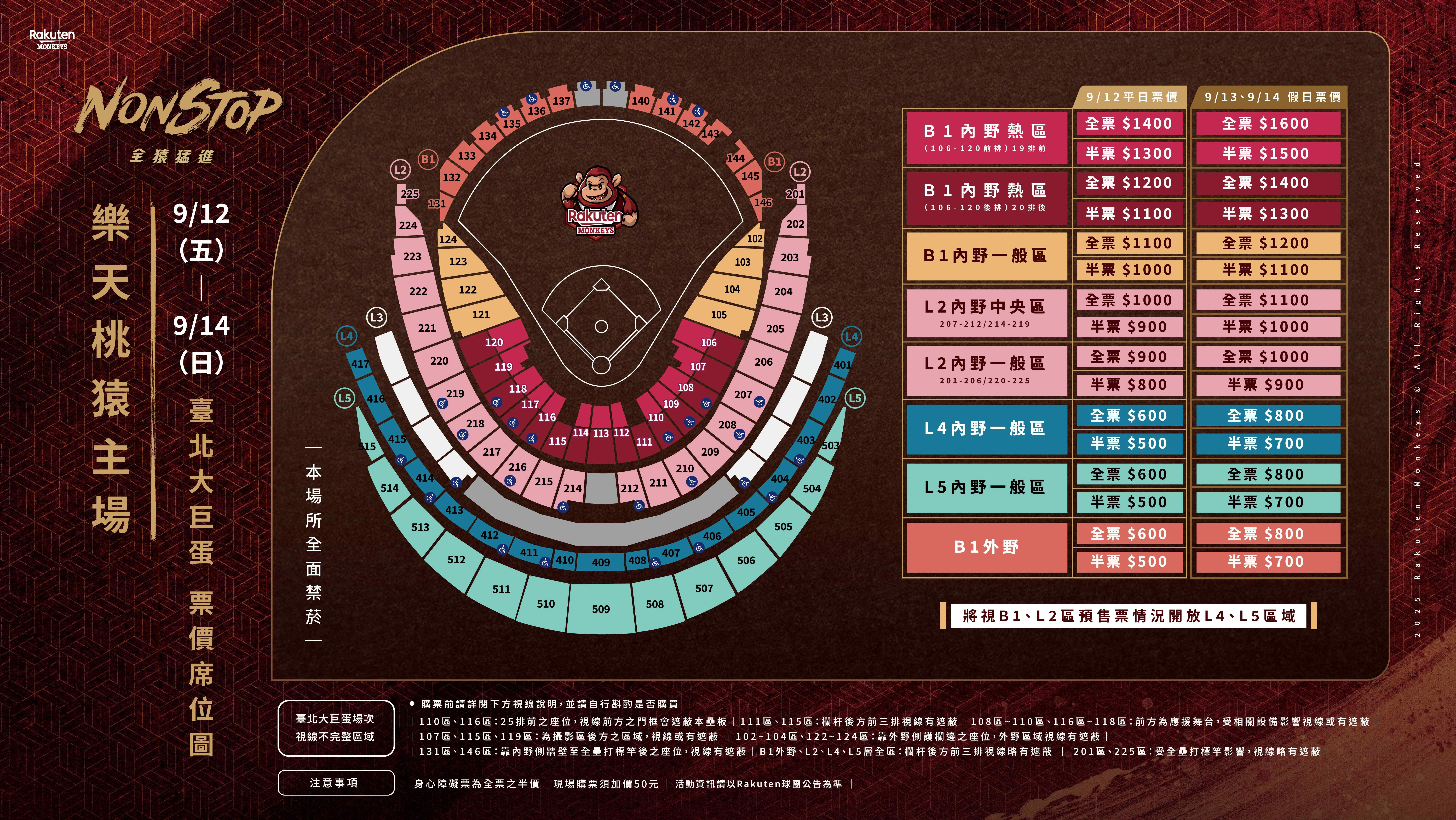 ▲樂天桃猿大巨蛋主場資訊。（圖／樂天桃猿提供）